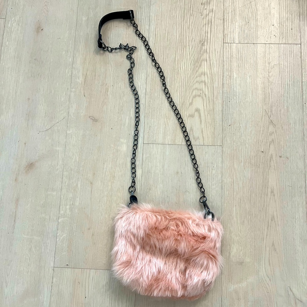 Faux Fur Pink Crossbody Bag